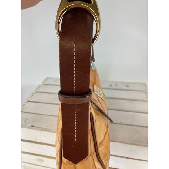 DOONEY & BOURKE, TAN EMBOSSED ANIMAL PRINT MEDIUM SHOULDER BAG - Picture 7 of 15